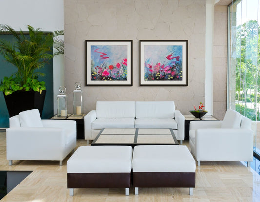 Installation view of the Abstract Botanical Diptych.