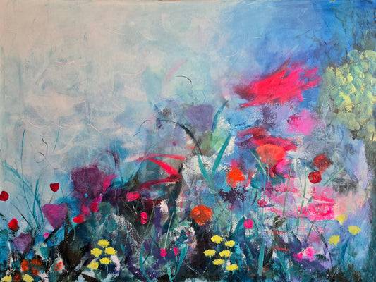 Colorful abstract with organic shapes.