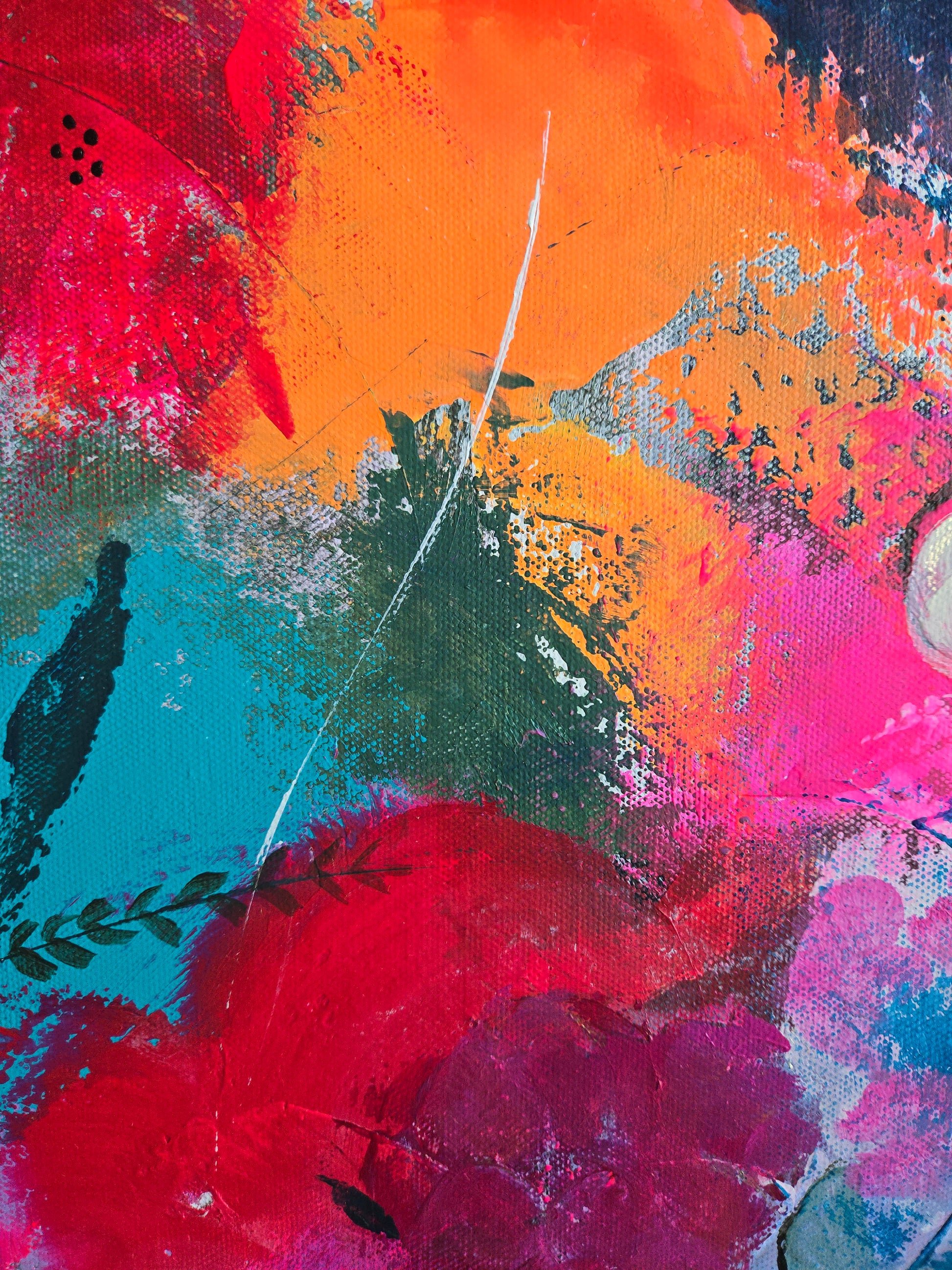 Abstract painting with vibrant colors and textures