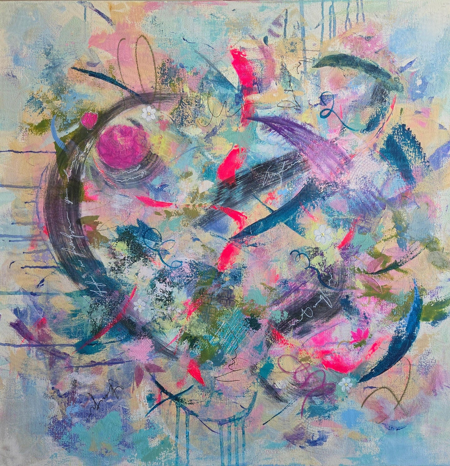 Abstract artwork with vibrant colors and shapes
